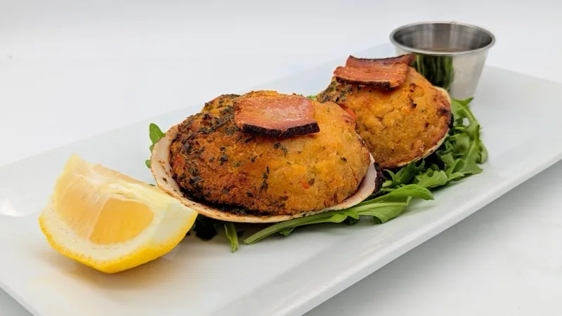 Seafood cakes with lemon aioli at Campanale's